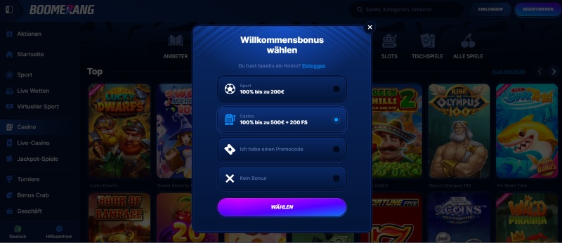 Bonus Aktivierung im Casino ohne Einzahlungslimit