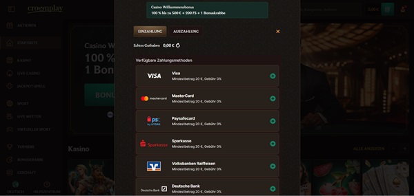 Crownplay Casino Einzahlung