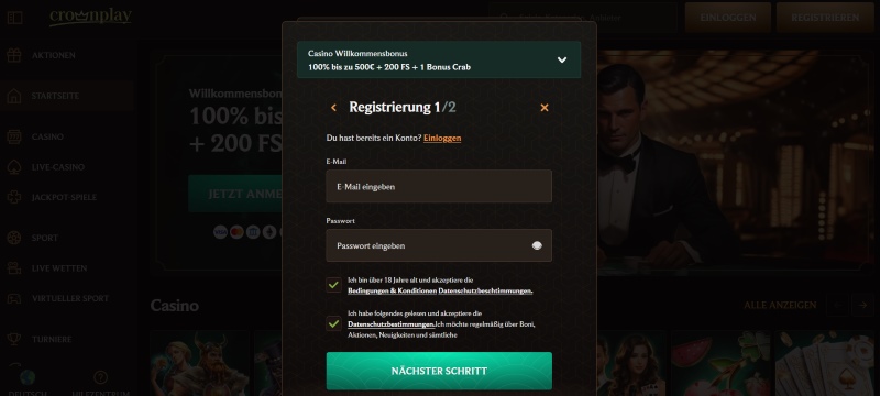 Registrierung im Casino ohne OASIS