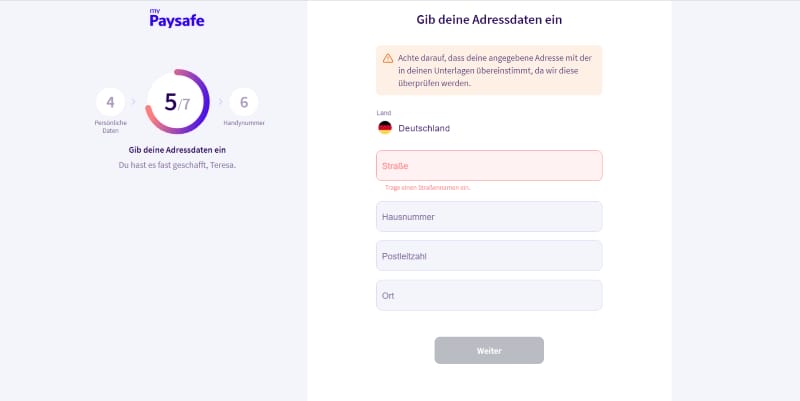 mypaysafe registrierung adresse