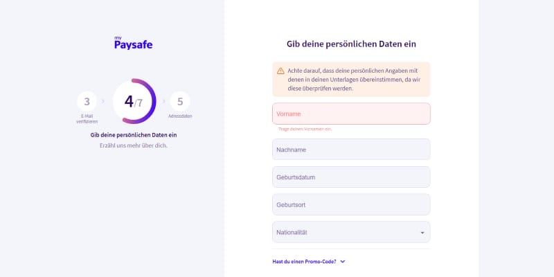 mypaysafe registrierung persönliche daten