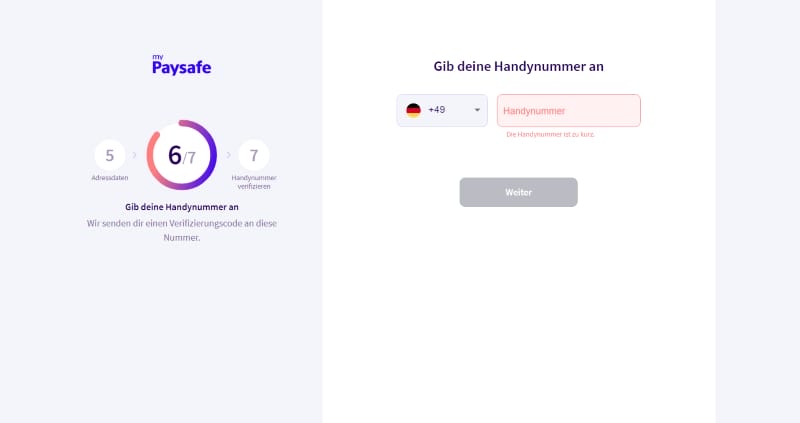 mypaysafe registrierung handynummer