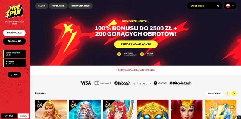 Firespin najlepsze kasyno online z grami Gamomat