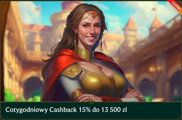 Casinia Casino cashback 15% do 13 500 zl