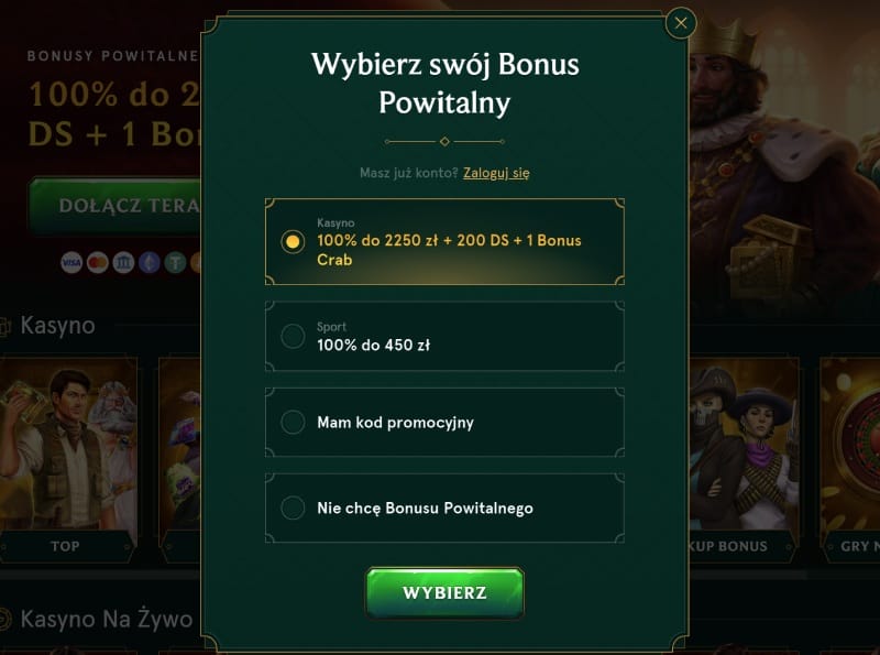 Jak grać w Casinia Casino: krok 2