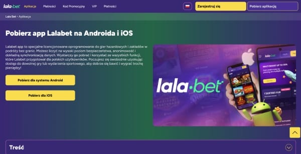 Aplikacja mobilna Lala.bet Casino