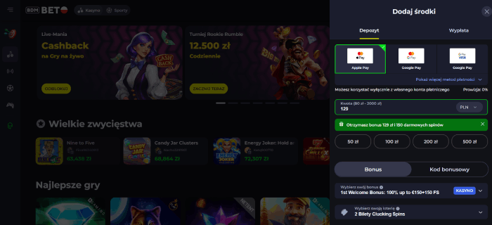 Depozyt w kasynie online android