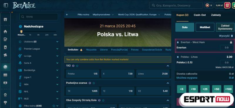 BetAlice sport postawić zakład