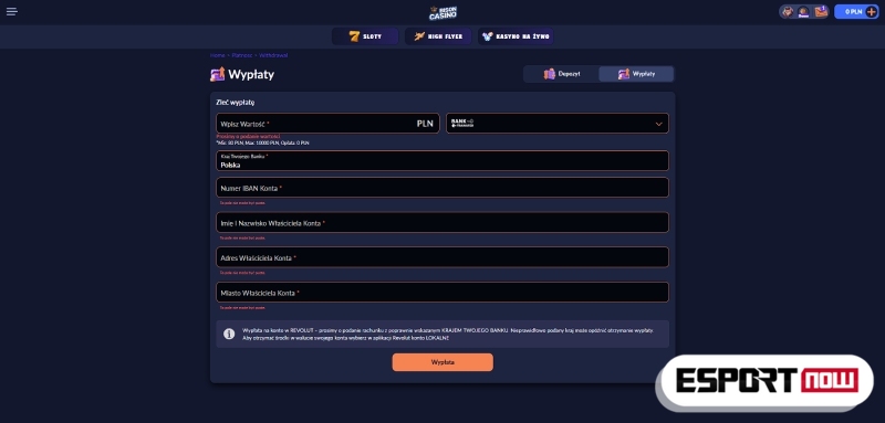 Wypłata w kasynie z bonusem bez depozytu w wysokości 20 złotych