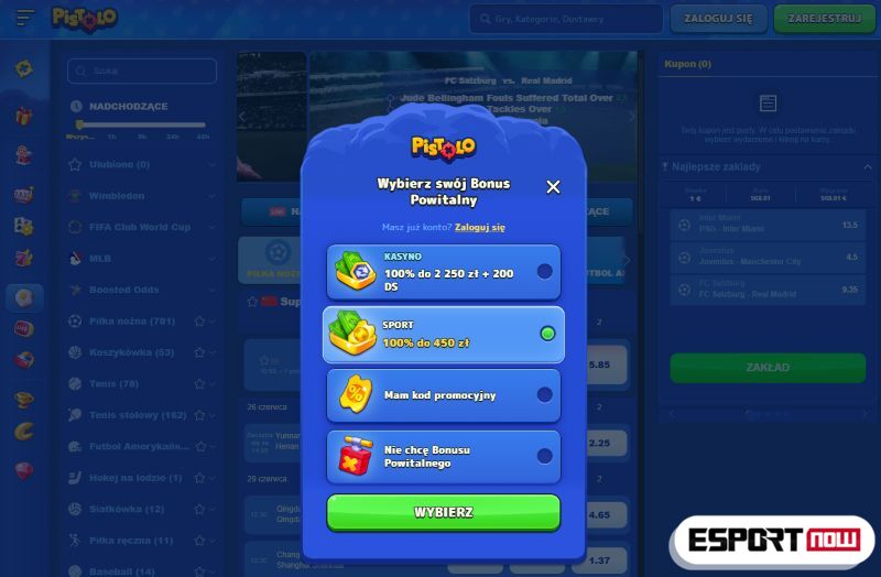 Pistolo bonus powitalny bukmacher Counter-Strike PL