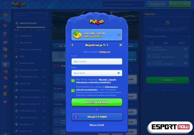 Pistolo rejestracja bukmacher Counter-Strike PL