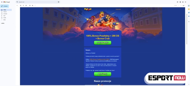 potwierdzenie adresu e-mail od kasyna Pistolo