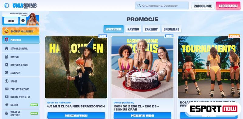 OnlySpins kasyno PL bonuszy