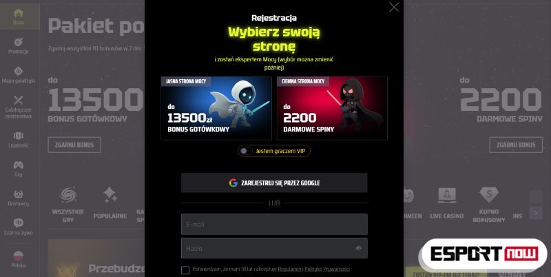 SlotsVader kasyno PL rejestracja ESN