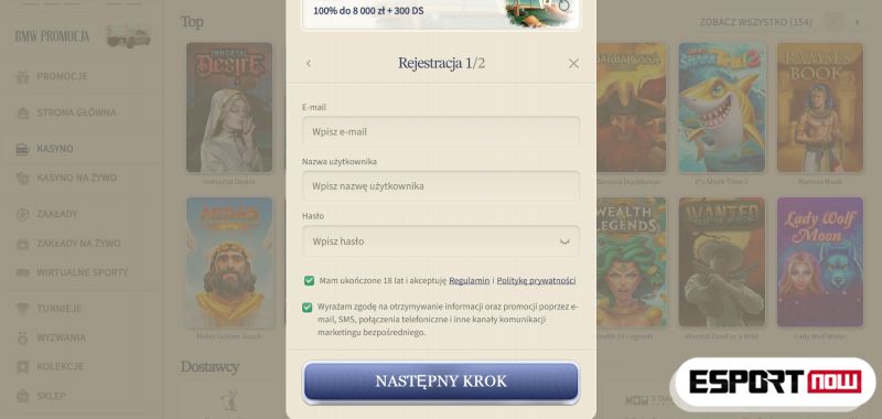 Rejestracija kasyno eZeeWallet VIPLuck PL