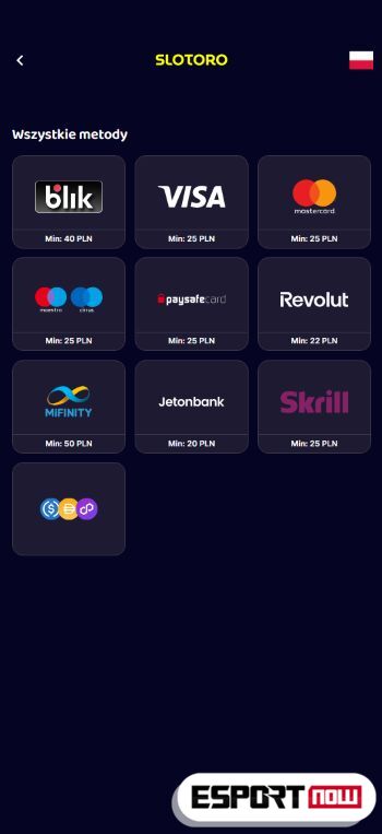 Slotoro bukmacher aplikacja depozyt PL
