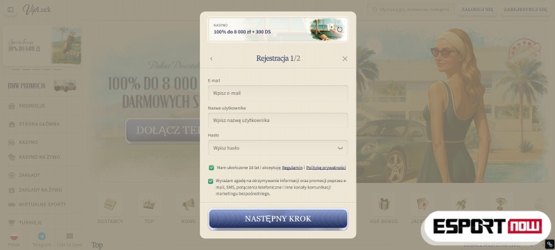 rejestracja w Visa kasyno