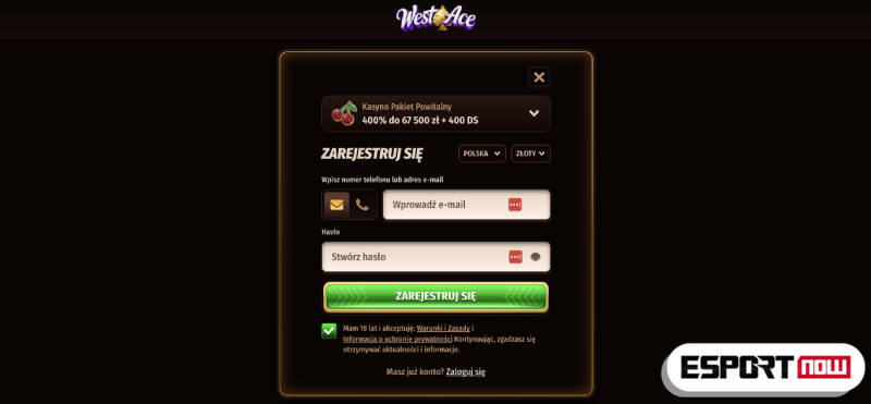 Zarejestruj sie w najlepszym kasynie WestAce Casino